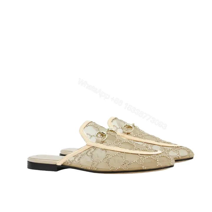 View 1 of GUCCI WOMEN GG CRYSTAL PRINCETOWN SLIPPER BEIGE ‎835484 FAEQ0 9941