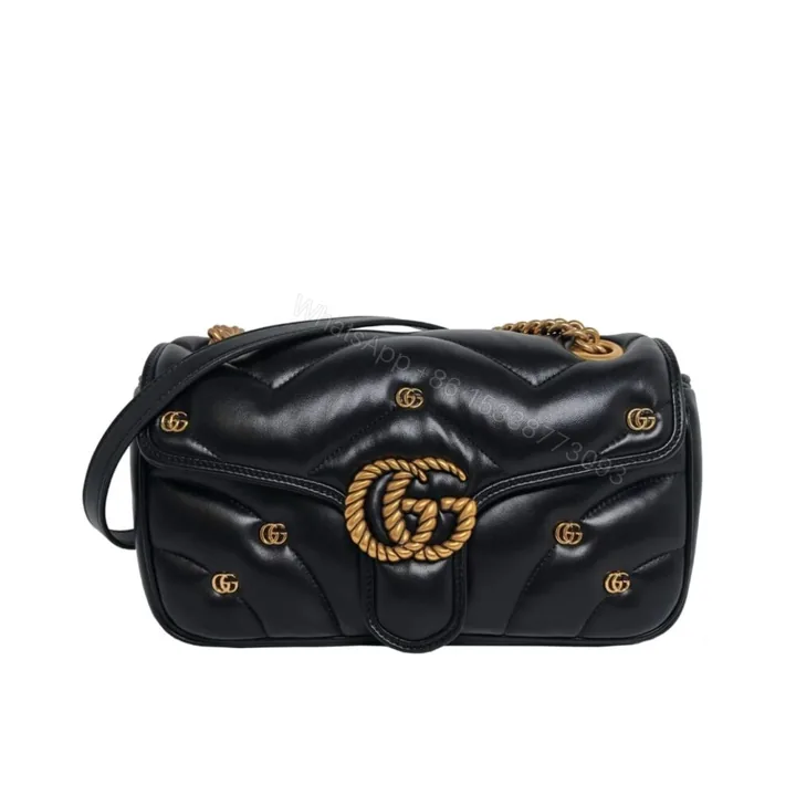 View 1 of Gucci GG Marmont Small Shoulder Bag Black 26Cm 443497 AACPG 1000