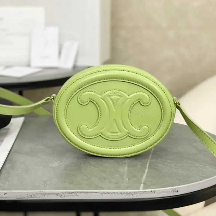 View 1 of Celine Mini Handbag Replica 11 Green Smooth Leather 16×12.5x4cm