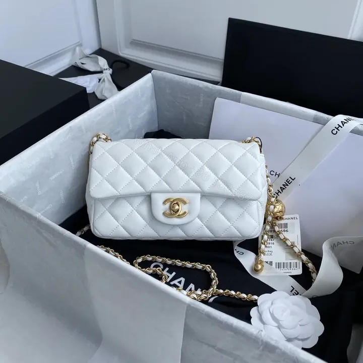 View 1 of Chanel White Pearl Crush Mini Flap Bag