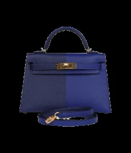 View 1 of Hermès Kelly Sellier Jacket 20 Electric Blue and Ink Blue Epsom Gold Hardware