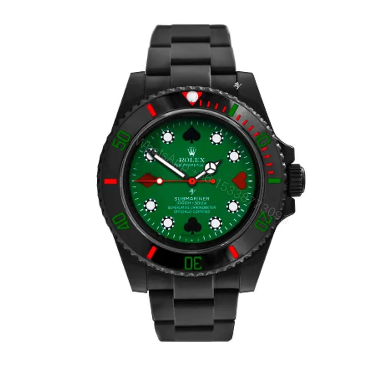 View 1 of Rolex Submariner 114060 Super Clone : Blaken Blackout Green Dial 40mm