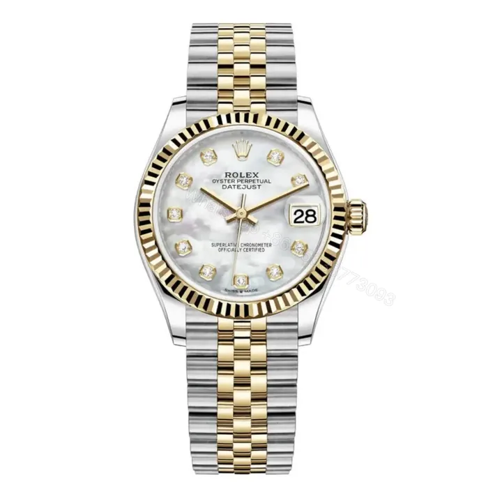 View 1 of Datejust 31 Stainless Steel and Yellow Gold Mother of Pearl Diamond Dial Women’s Watch