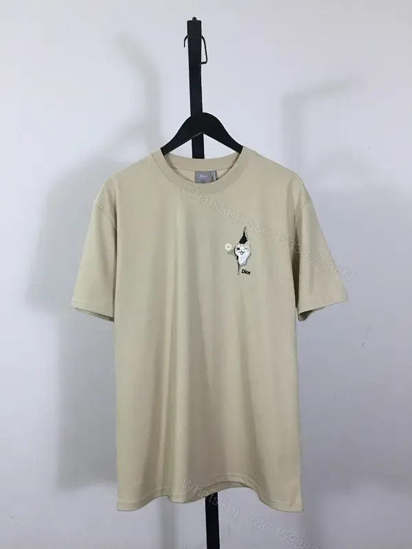 View 1 of Beige Knit Crewneck Tee: Subtle Luxury, Everyday Wear