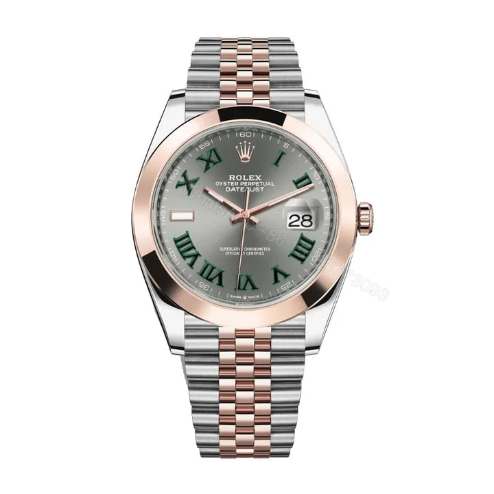 View 1 of Rolex Datejust 41 126301 Super Clone : Everose Two Tone Fluted Bezel Chocolate Dial 41mm