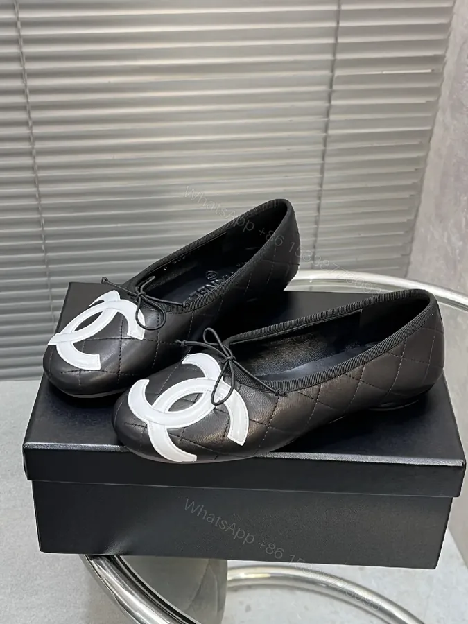 View 1 of Quilted Leather Ballet Flats with Logo Detail