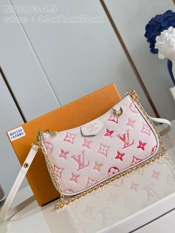 View 1 of Pastel LV-Inspired Leather-Textured Handbag
