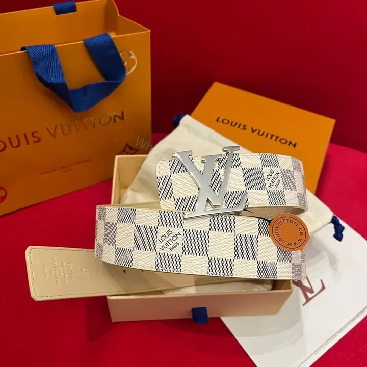 View 1 of Checked Monogram Belt: Bold Luxury Checkerboard Buckle Belt