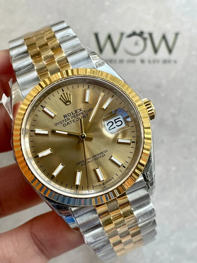 View 1 of VSF Factory 1:1 Best Rolex DateJust 36 SS 126233 Edition 904L Steel YG Stick Dial VS3235