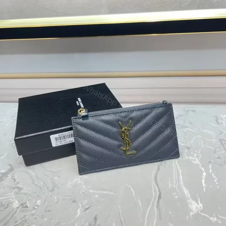 View 1 of Quilted YSL-Style Wallet: Slim, Gold-Hardware Luxury