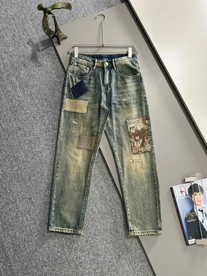 View 1 of LV 高仿男士牛仔褲拼接做舊設計潮流復古款