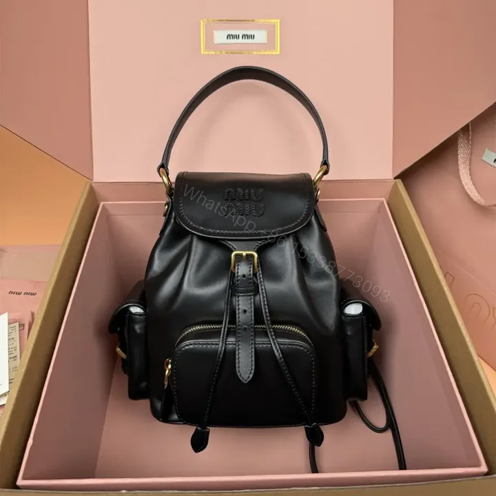 View 1 of 高仿miumiu*5BZ043牛皮雙肩包黑色小號免檢版
