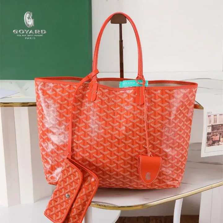 View 1 of 高仿Goyard*STLOUIP8滿印Tote手提袋橙色免檢版小號
