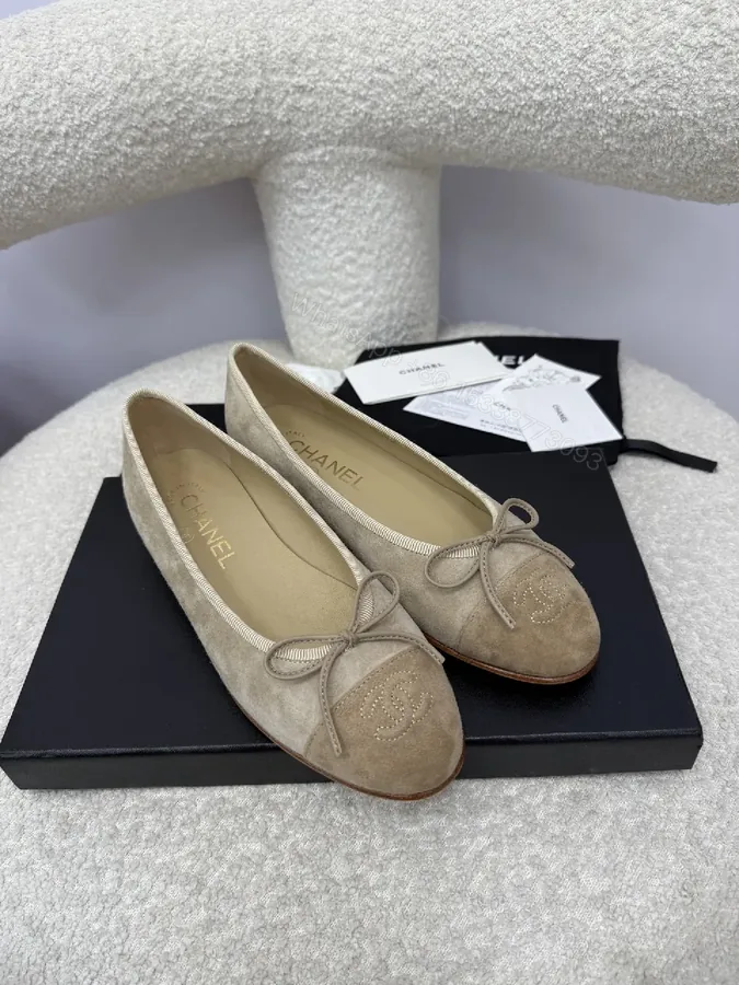 View 1 of Two-Tone Suede Ballet Flats: Lightweight, Subtle Texture