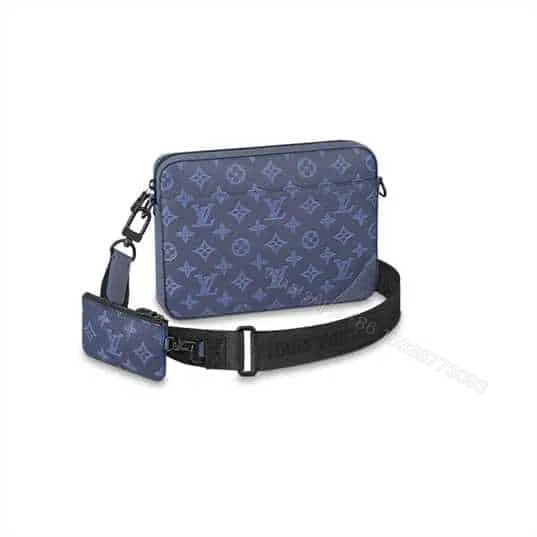 View 1 of M45730 LOUIS VUITTON DUO MESSENGER BAG NAVY BLUE MONOGRAM SHADOW COWHIDE LEATHER