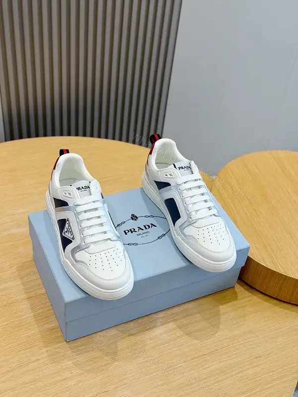 View 1 of White Leather Sneakers Minimalist Style 1:1 Comfort Prada Inspired