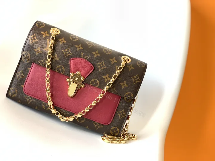 View 1 of LV A貨 女款 鏈條翻蓋斜背包 老花拼色設計 優雅時尚款