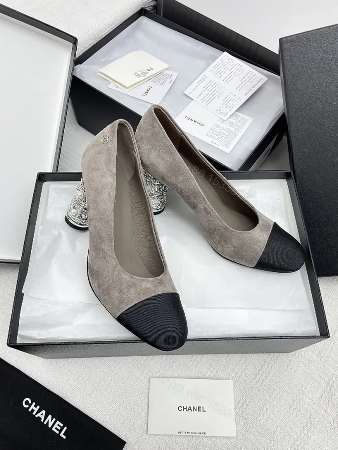View 1 of Suede Pumps with Embellished Heel – Subtle Texture, Bold Statement