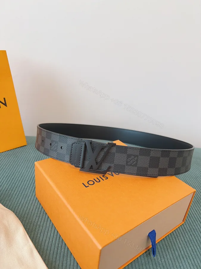 View 1 of LV 高仿 Damier 格紋皮帶 黑色扣