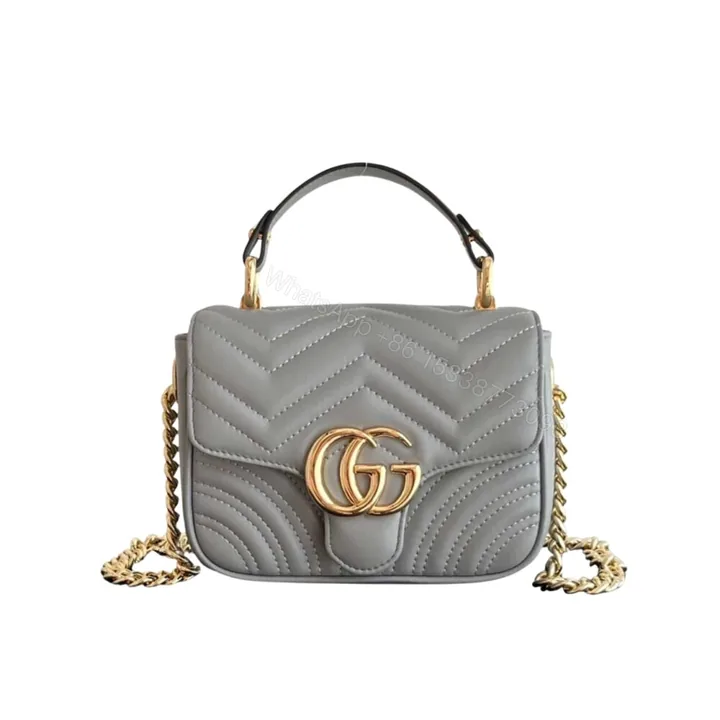 View 1 of Gucci GG Marmont Mini Shoulder Bag Grey 17Cm