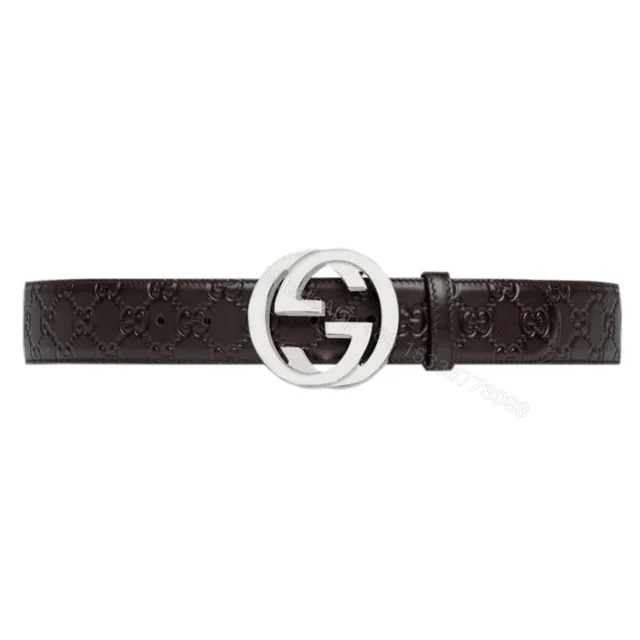 View 1 of GUCCI BROWN GUCCISSIMA LEATHER INTERLOCKING GG BUCKLE BELT – B38