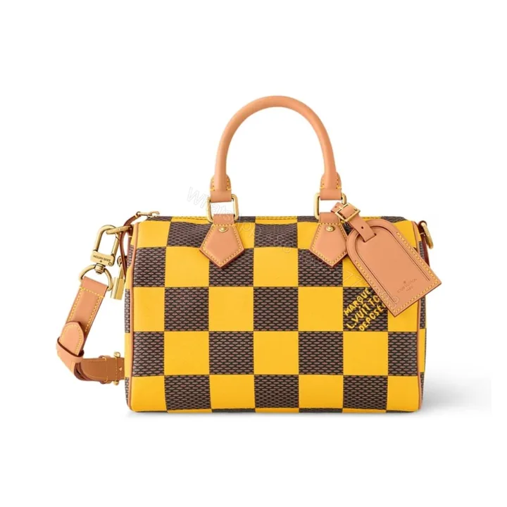 View 1 of Louis Vuitton Speedy 25 Bandoulière Damier Pop Yellow 25Cm N40584