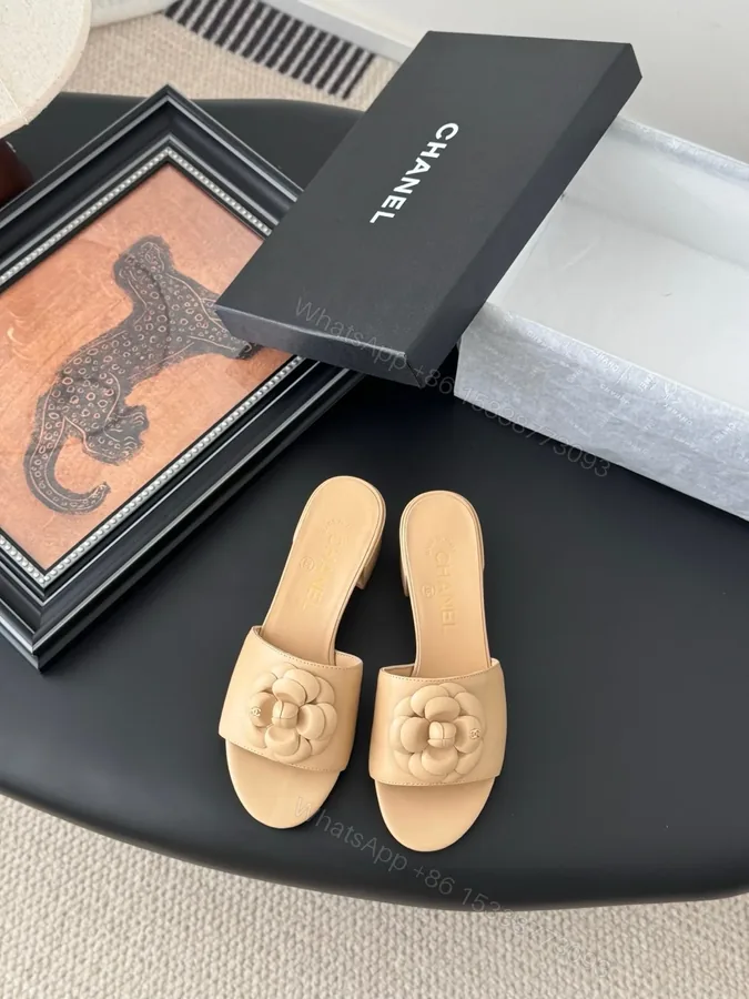 View 1 of Chanel Women Beige Leather Mules