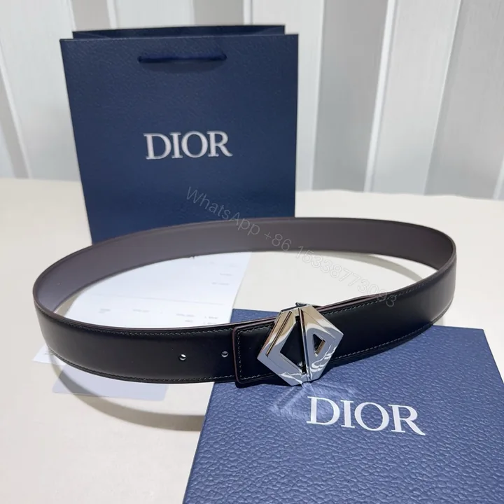 View 1 of Dior 高仿男士皮帶 幾何雙 D 銀扣設計 都會簡約款