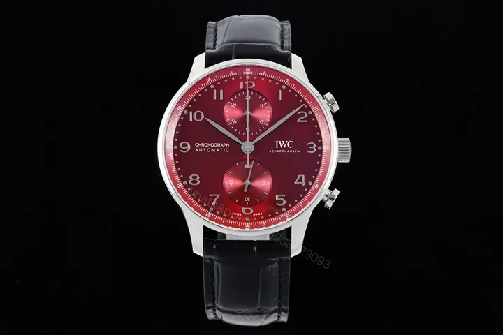 View 1 of IWC Portugieser Chronograph Stainless Steel / Burgundy Dial IW3716-16