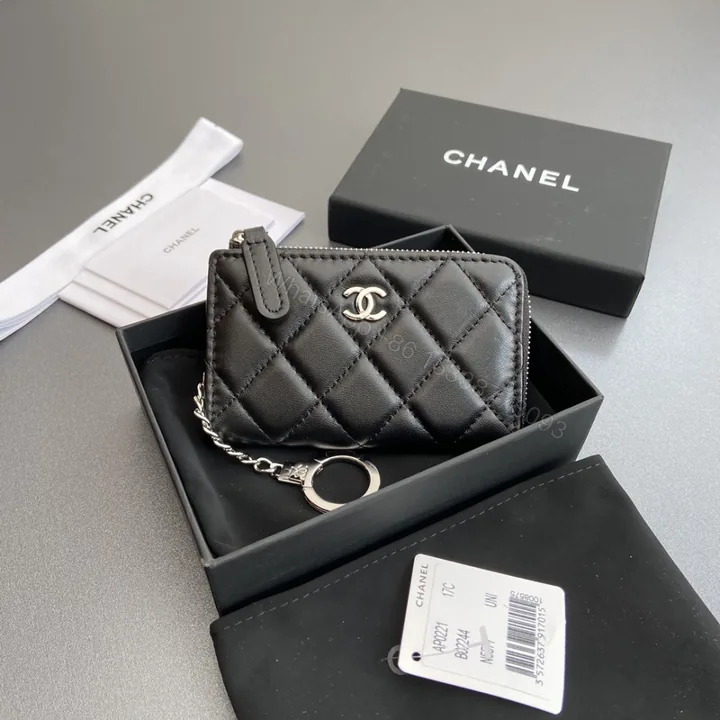 View 1 of 高仿Chanel*AP0222零錢包黑色小羊皮銀扣免檢版