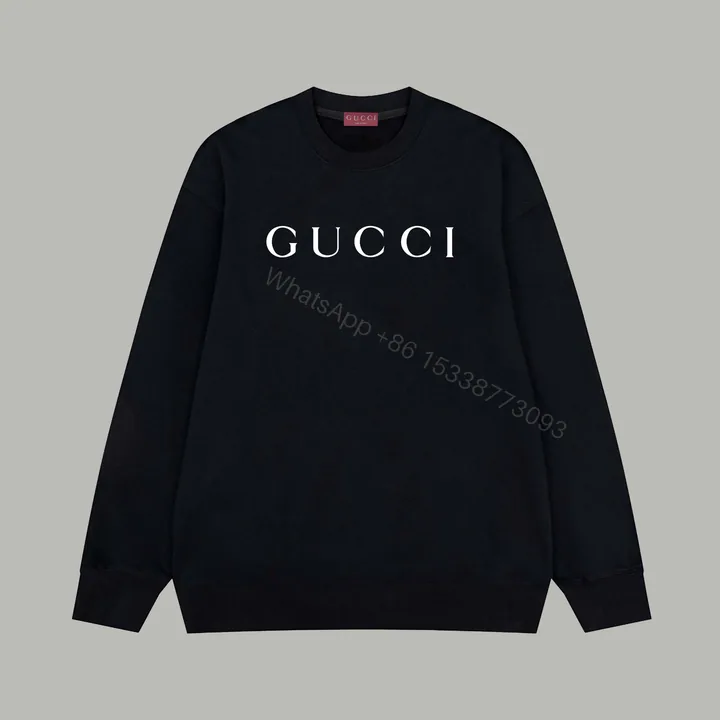 View 1 of Gucci高仿男款黑色長袖T恤 字母印花簡約設計 實搭有型單品
