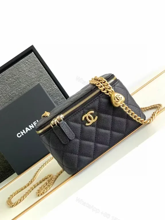 View 1 of Black Quilted Mini Bag â€¢ Gold Hardware â€¢ Classic-Couture Style