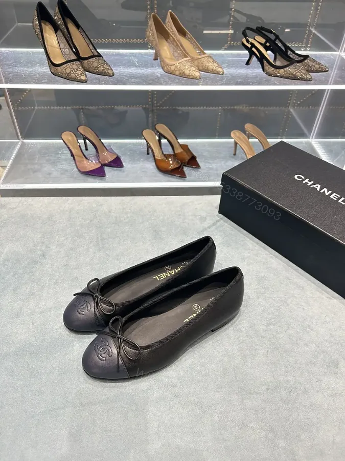 View 1 of Chic Leather Ballet Flats with Embossed Detail, All-Day Comfort