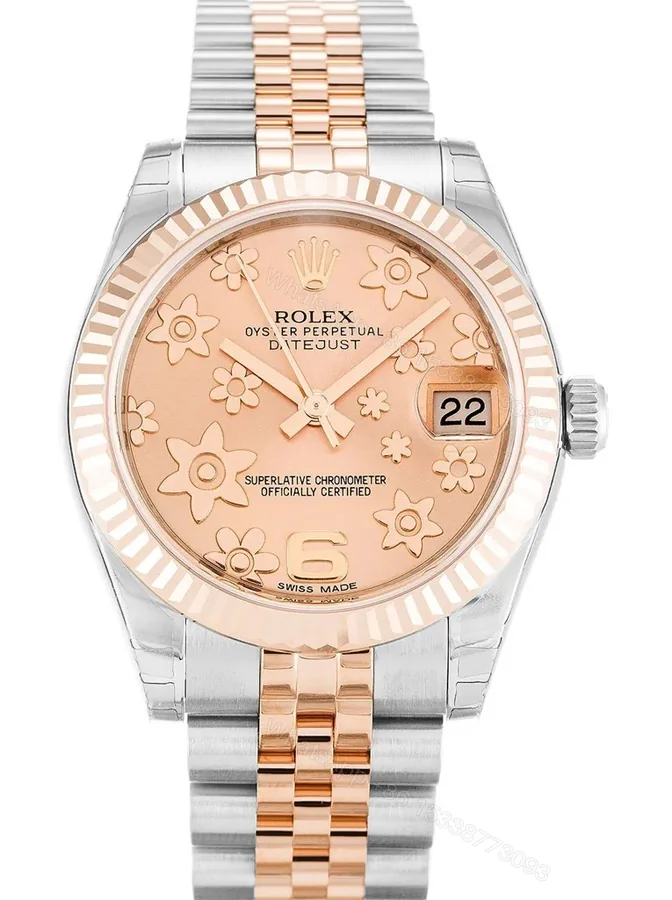 View 1 of Replica Rolex Datejust Mid-Size Pink Floral Dial 178271 31 mm