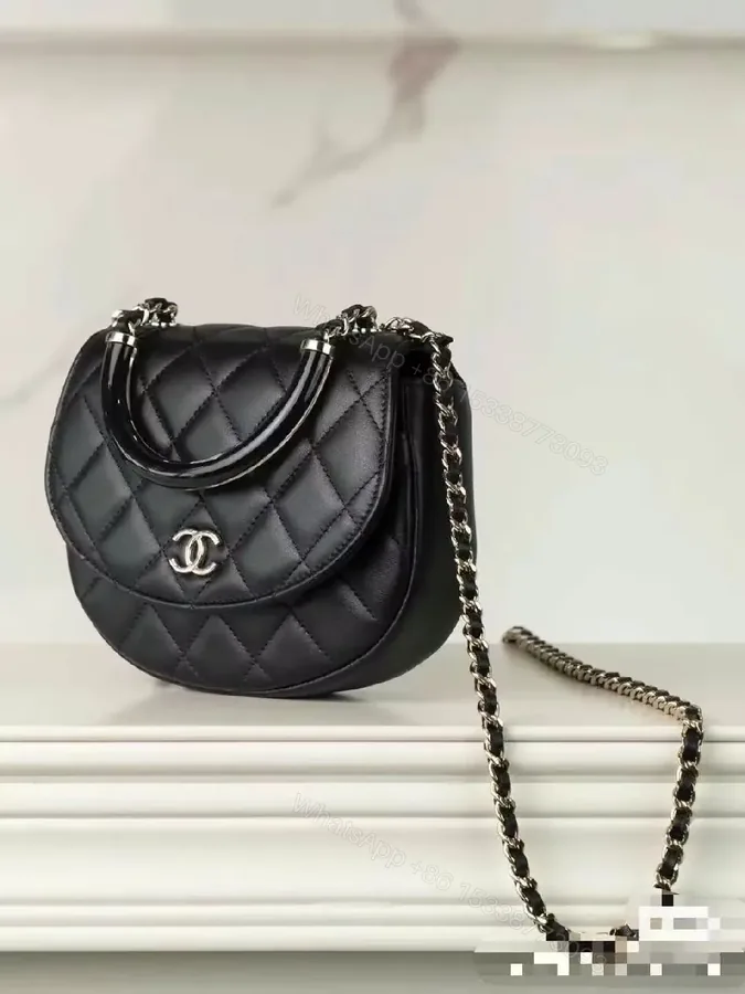 View 1 of Black Faux Leather Quilted Crossbody: Modern Minimalist Chic