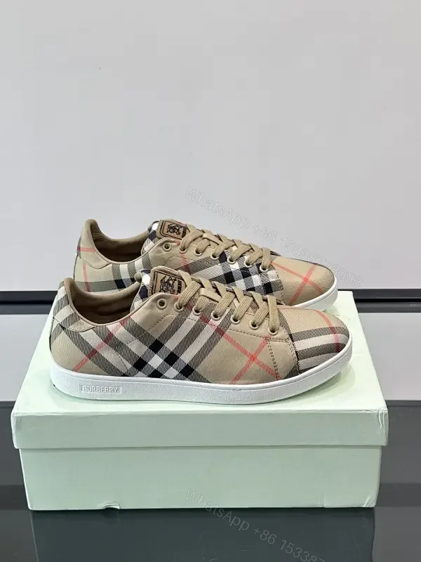 View 1 of Plaid Plush Comfort Low-Top Sneakers with Signature Check