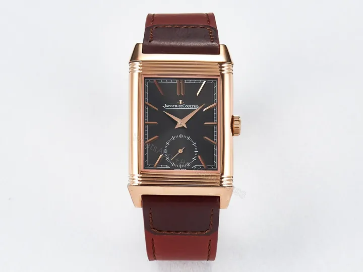 View 1 of Reverso Tribute Duoface Small Seconds RG MGF Best Edition Black Dial on Red Leather Strap A854A