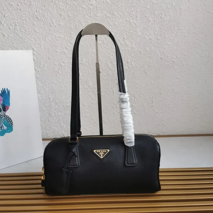 View 1 of Prada Black Medium leather top-handle bag with padlock