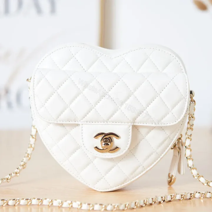 View 1 of Chanel The One Like Auth Handbags Smooth Leather Heart-Pattern Milk Lock Gold 16.5x18x6.5cm