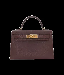 View 1 of Hermès Kelly II Sellier Mini Verso Havane/Gris Touretelle Chèvre Leather Gold Hardware