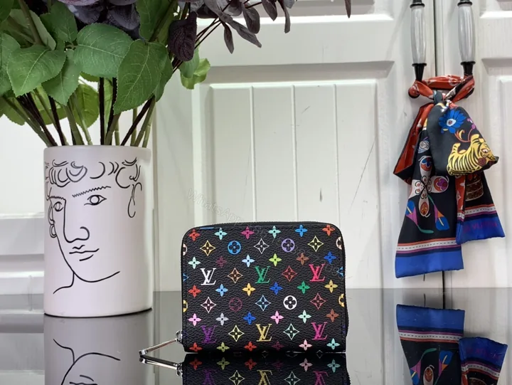 View 1 of LV 一比一拉鍊短夾 黑色多彩精品卡夾 小巧時尚