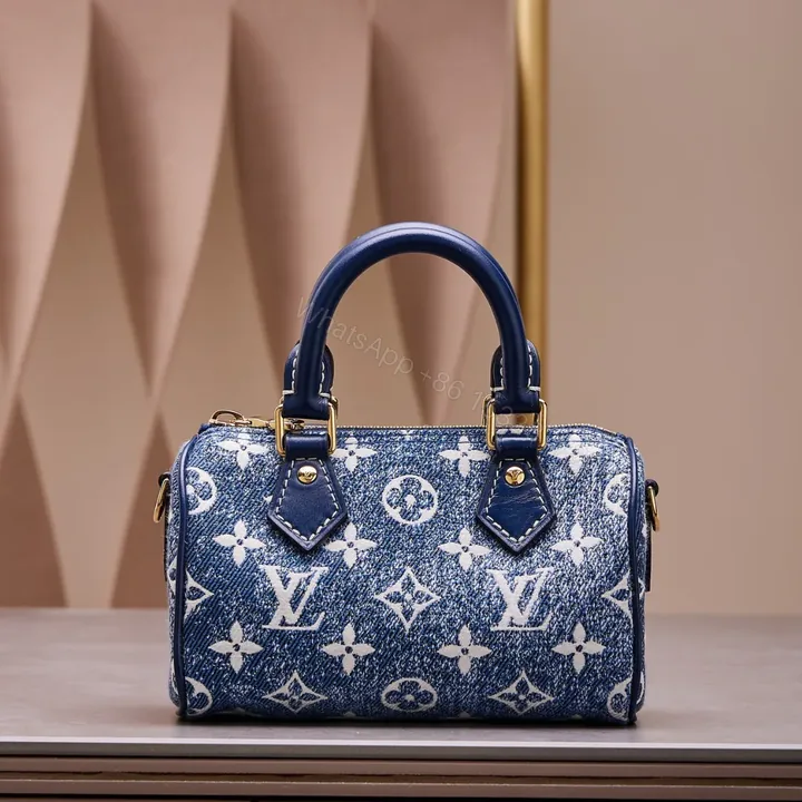 View 1 of Louis Vuitton LV Speedy Monogram Demin Woman’s Like Auth Handbags 16x10x7.5cm
