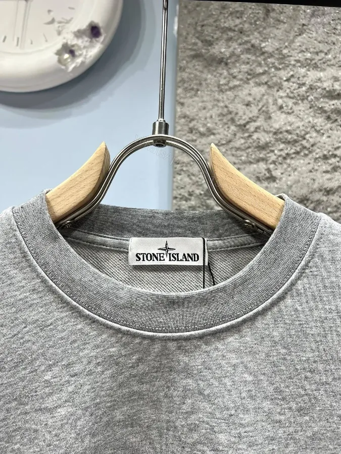 View 1 of Grey Knit Crewneck Sweatshirt — Subtle Texture, Everyday Luxury