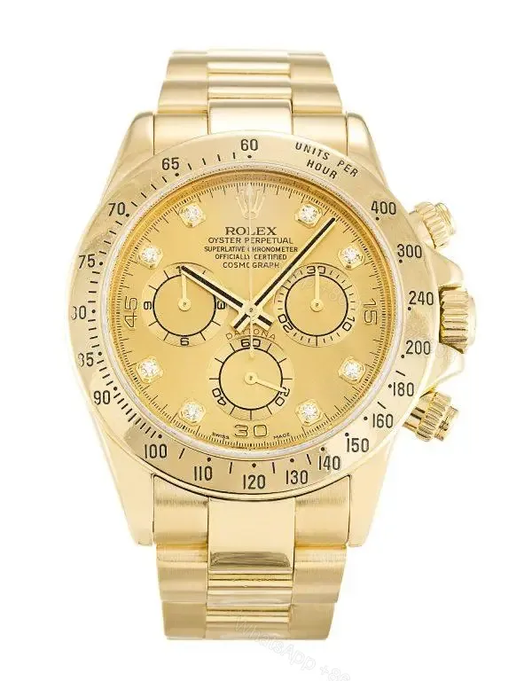 View 1 of Rolex Daytona Full Gold Diamond Dial Replica