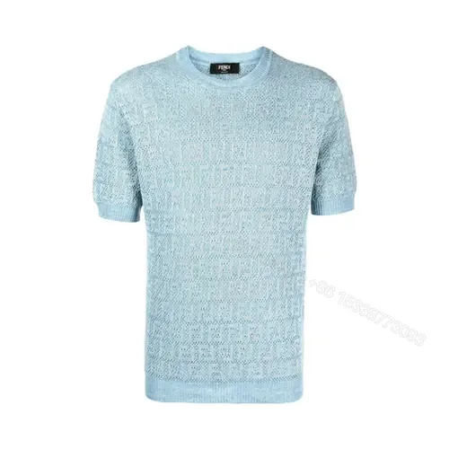 View 1 of Fendi Light blue linen, cotton and silk sweater