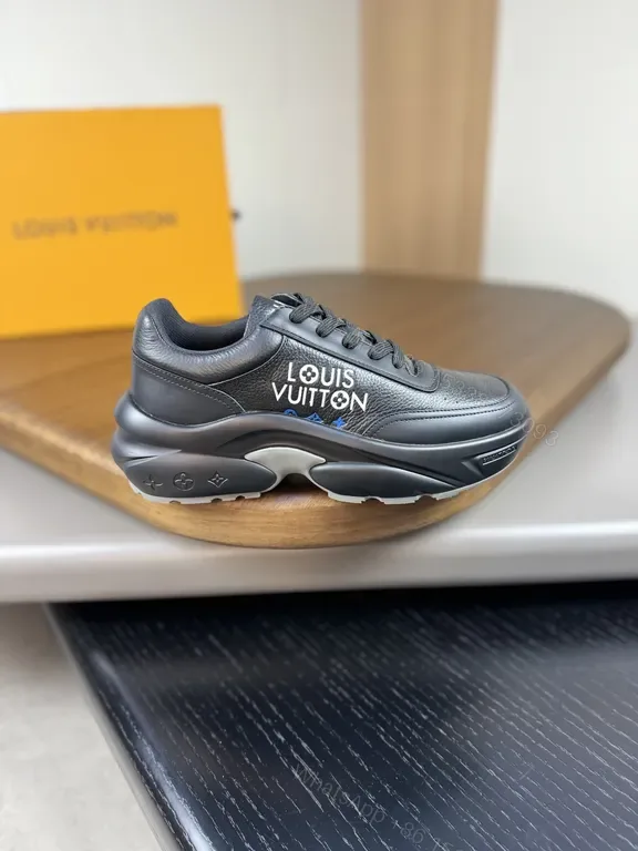 View 1 of Black Leather LVâ€‘Influenced Sneaker: Luxe Comfort Footwear