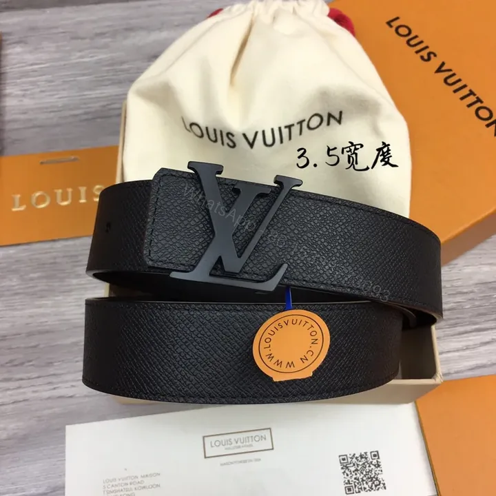 View 1 of Bold Leather LV Belt: Textured Luxury, Subtle Logo, All-Day Comfort