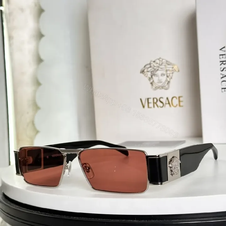 View 1 of Copper-Tone Lens, Silver Frame Sunglasses: Geometric Luxe