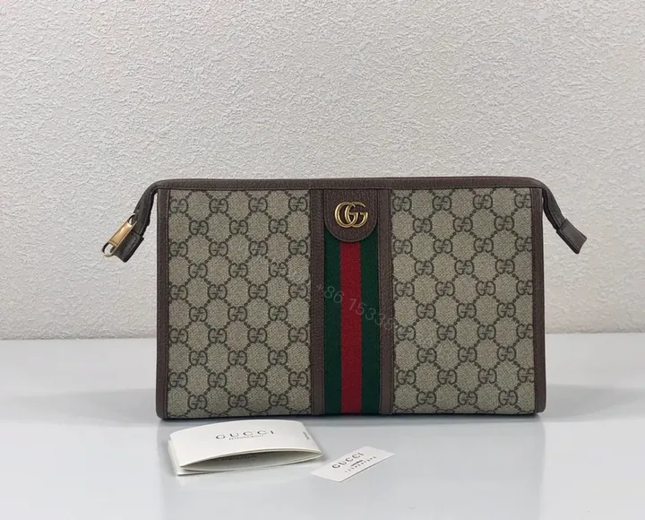 View 1 of Chic GG Supreme Clutch with Web Stripe - Wallet-style Executive Bag