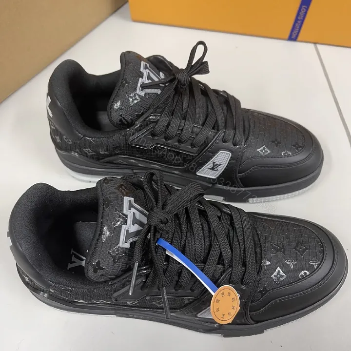 View 1 of Patterned Black Sneakers with Subtle Designer-Inspired Details